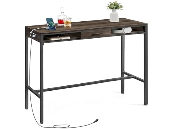 VASAGLE Bar Table with Power Outlets