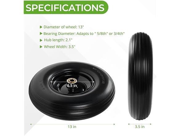13-Inch Flat-Free PU Tire, 2-Pack - Gallery 2