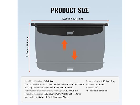 Retractable Cargo Cover for Toyota, Upgraded