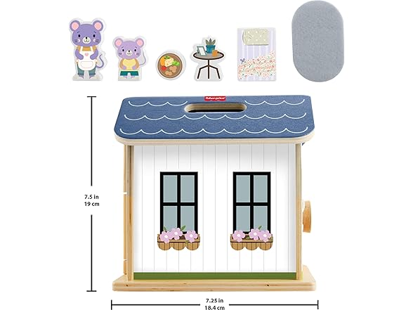 Fisher-Price Wood Pretend Play Toy Dollhouse
