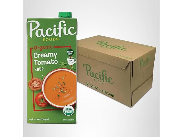 Pacific Foods Organic Creamy Tomato Soup, 32 oz Carton