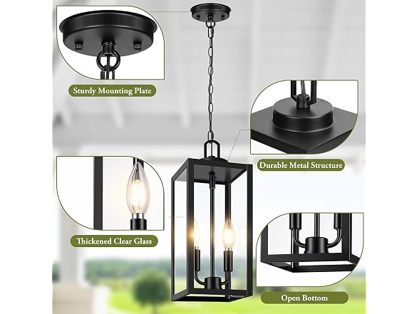 BesLowe 2-Light Outdoor Pendant 15in