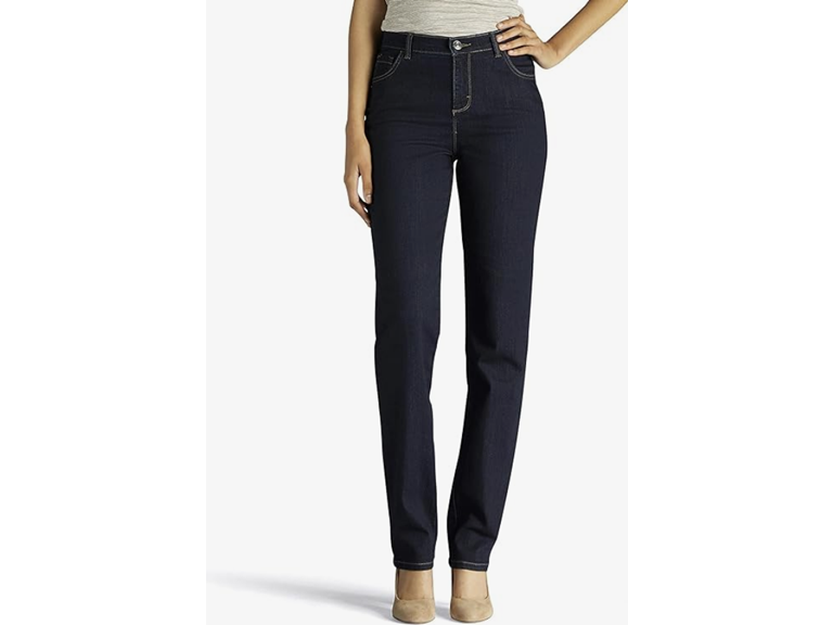 Lee Women's Instantly Slims Classic Relaxed Fit Monroe Straight Leg Jean, Heritage, 12 Long