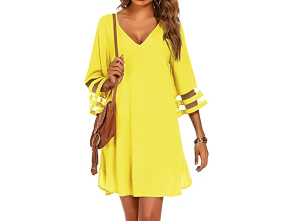 Ekouaer Women (3XL) Beach Coverups Mesh Ups Dress
