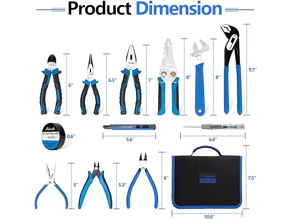 mshandto Pliers Tool Set, 12Pcs