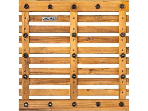 JONATHAN Y Acacia Wood Slat Bath Mat 2x2