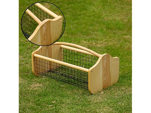 Gardenised Vintage Harvest Basket Pine Wood & Metal Mesh 