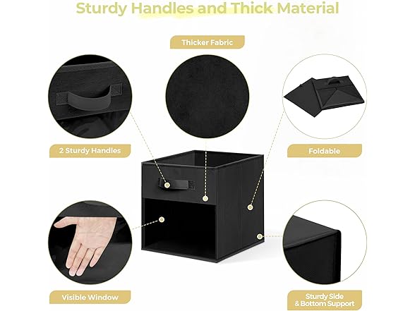 STORAGEIDEAS Storage Cubes, 13 Inch Cube Storage Bins Black