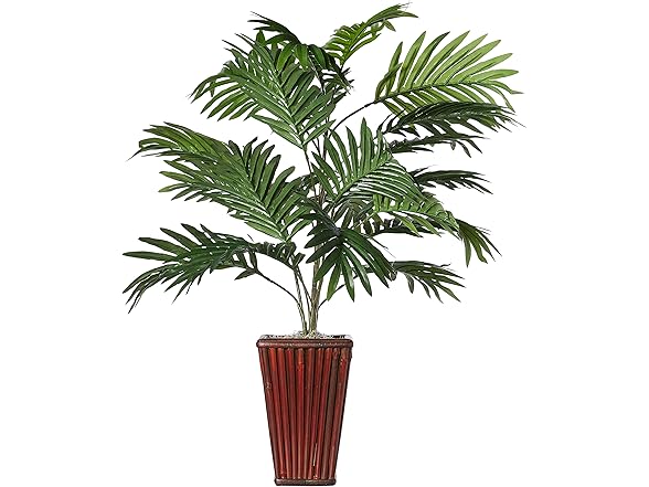 Areca Palm with Bamboo Vase Silk Plant