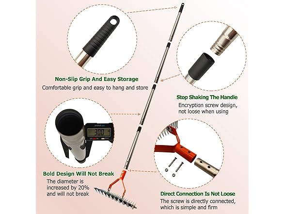 Qikstren Thatch Rake with Adjustable Handle