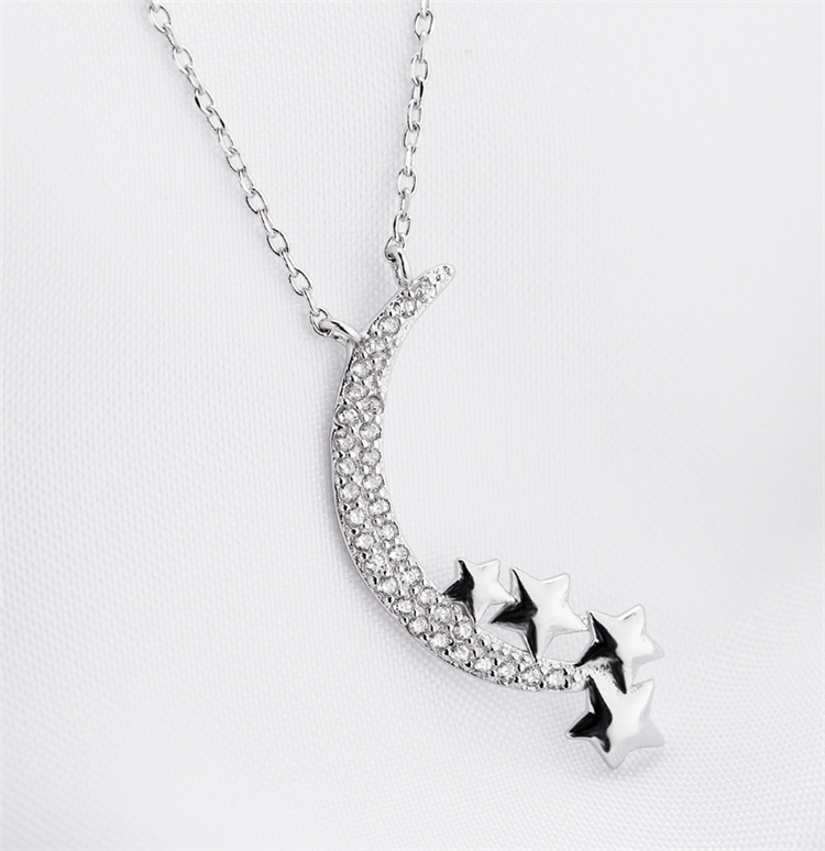925 Silver Crescent Moon Necklace - Gallery 10