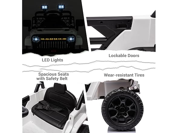 12V Ride On Car for Kids Truck Car White