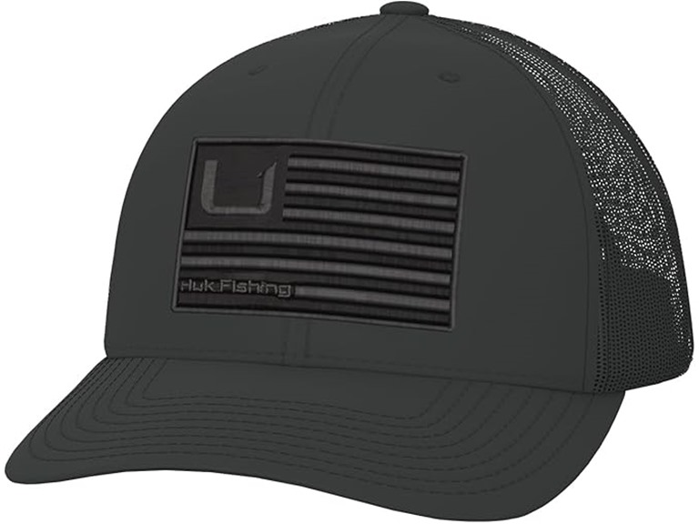 HUK Unisex Trucker, Anti-Glare Snapback Fishing Hat for Kids, Bars-Black