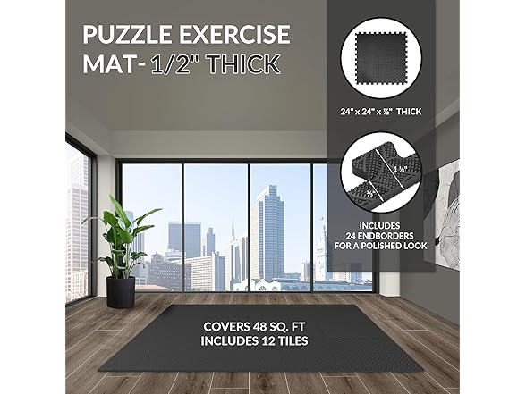 Signature Exercise Mat 1/2” Thick, 12 Tiles