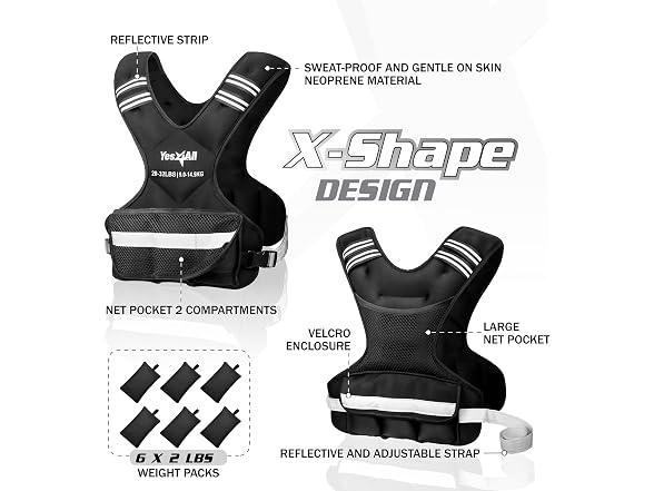 Yes4All Adjustable Weighted Vest 20-32lbs