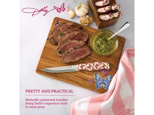 Dolly Parton 7-Piece Steak Knife Set Pink