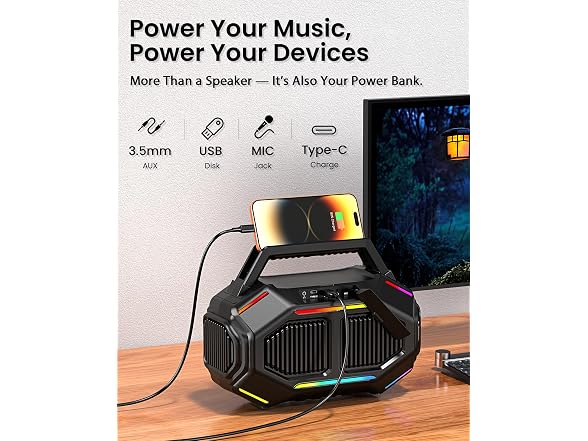 80W Bluetooth 6.0 Outdoor Speakers