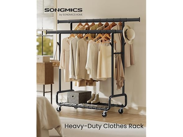 SONGMICS Clothes Rack Ink Double Rod