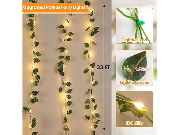Lakumu W0288 Pothos String Lights 33FT