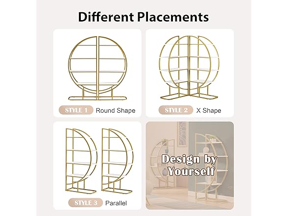 4-Tier L Shaped Bookshelf, Modern Half Moon