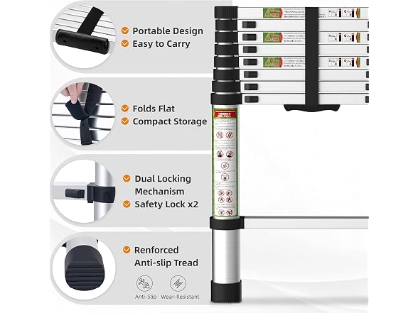 SPIEEK W0893 Telescoping Ladder 8.5FT (Open Box) - Gallery 4