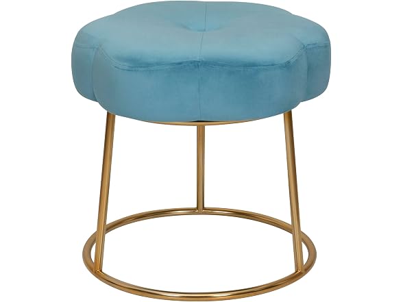 Linon Talulah Light Blue and Gold Vanity and Accent Stool