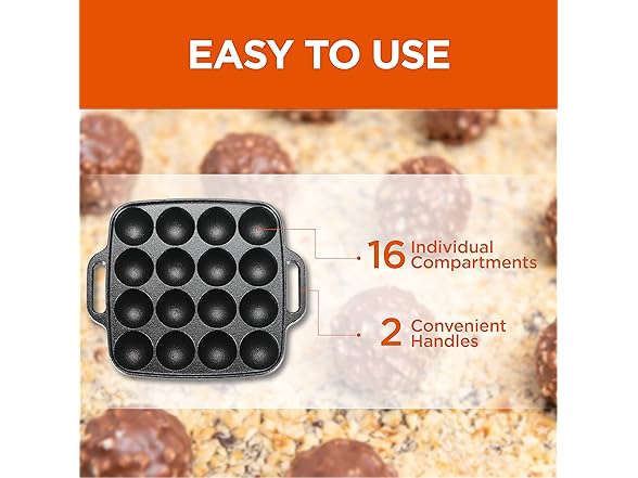 Commercial CHEF Cast Iron Cookware Aebleskiver Pan