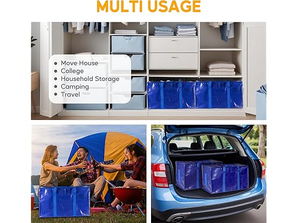 HealSmart 12 Pack Large Moving Bags Blue