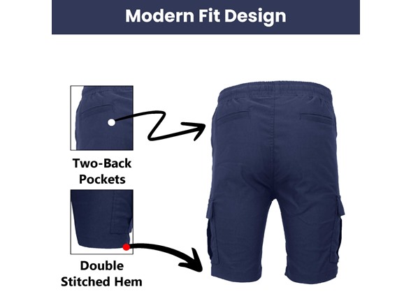 Mens Super Stretch Pull-On Cargo Shorts