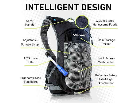 Vibrelli 2L Hydration Water Bladder, Black