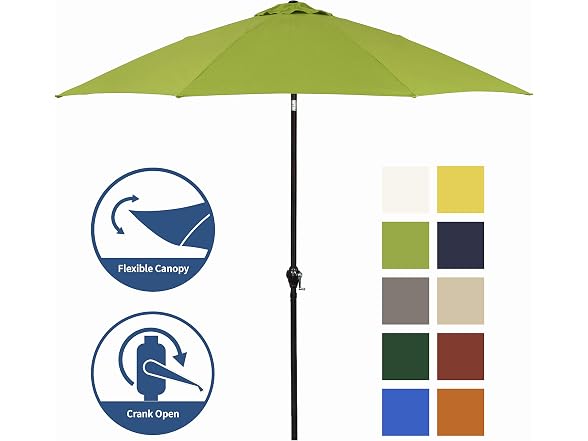 Sunline 9 ft Patio Umbrella with Crank & Push Lime