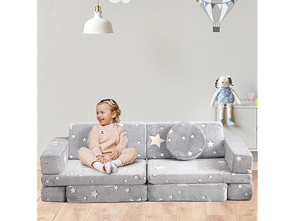 GIMMYFIVE Kids 12pc Modular Couch Grey