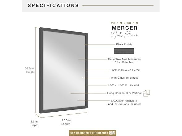 MCS Mercer Wall Mirror, 26.5x38.5,