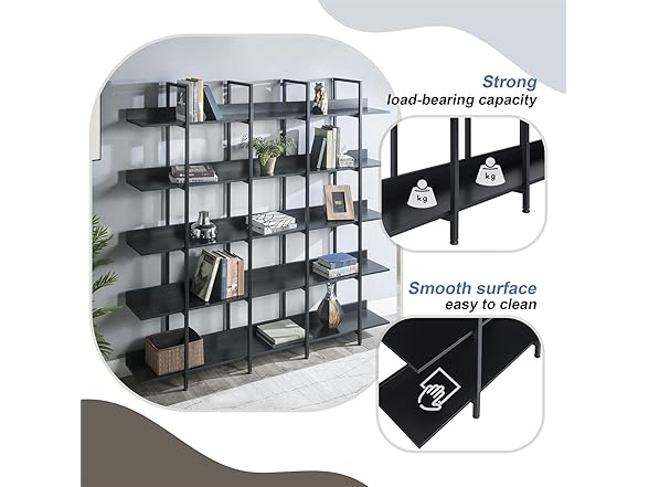 5-Tier Bookcase with Metal Frame Vintage