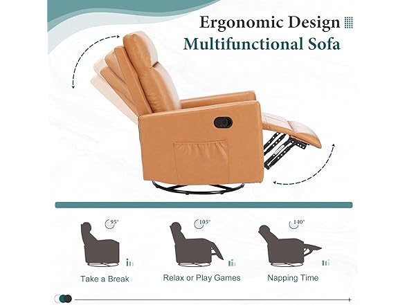 Generic Yapamar Swivel Recliner Chair, Glider