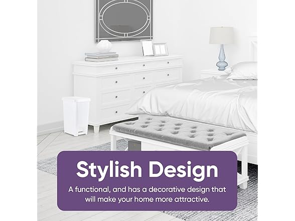 Superio Slim Step On Pedal Plastic Trash Can