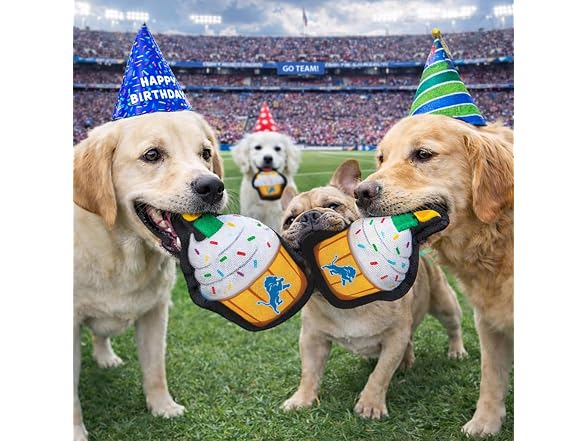 NFL Detroit Lions Pet Birthday Cupcake Squeak
