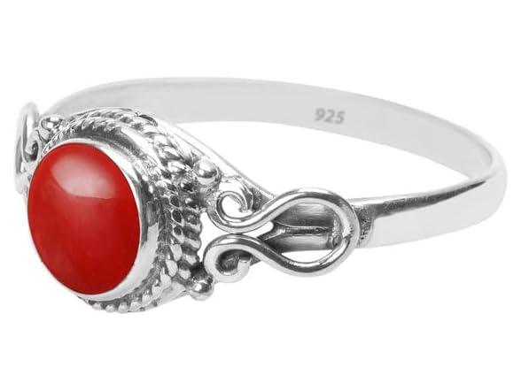 Navya Silver Shop Coral Stone Ring