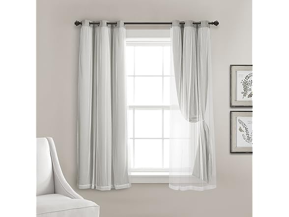 Lush Decor Sheer Grommet Curtains W/ Blackout