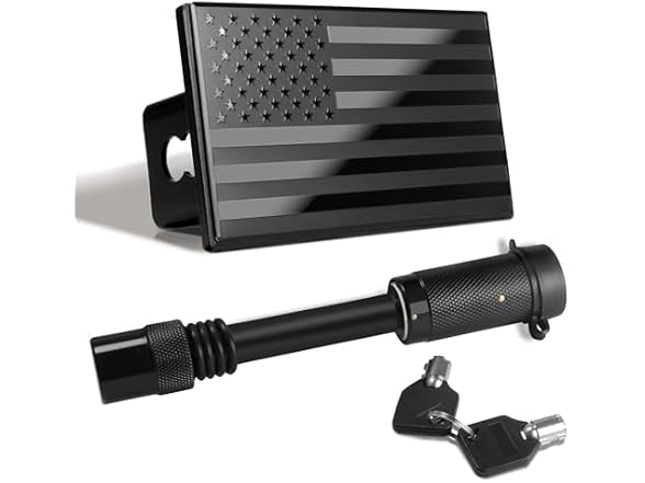JAGASOL 2 Inch USA Flag Metal Trailer Hitch Cover