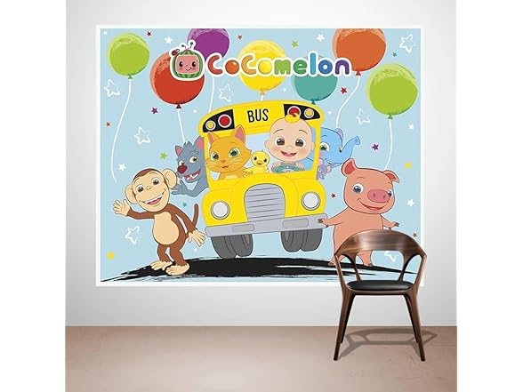 Cocomelon Multicolor Photo Booth Backdrop - 60" x 48"