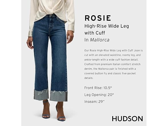 HUDSON Women's Rosie High-Rise Wide Leg Ankle Jean
