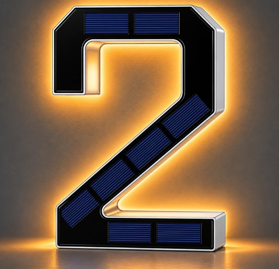 Infinite Basics Solar LED House Number Sign – 6.7" (0-9, A-D) - Gallery 17