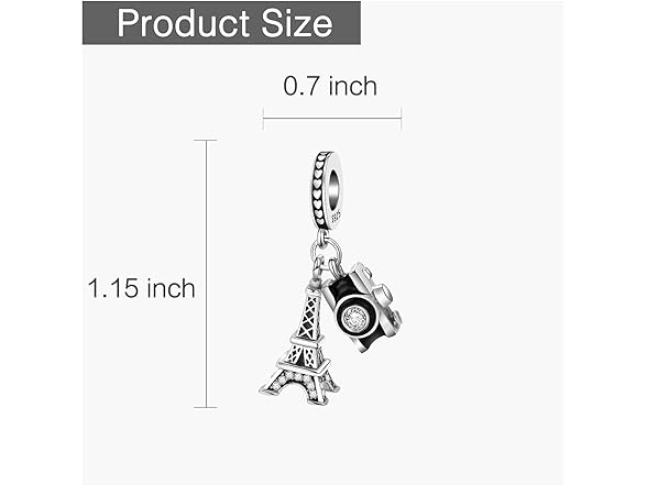 dazlily Camera Tower Charm 925 Sterling