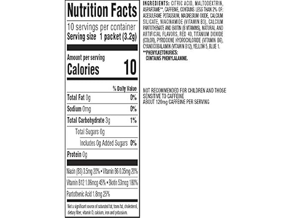 10PK Happy Belly Drink Mixes, Strawberry w/ Caffeine