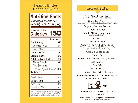 Simple Mills Almond Flour Snack Bars, Peanut Butter