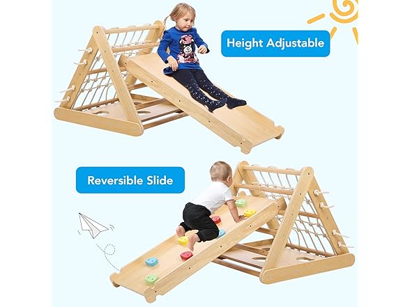 Hipicute 2 in 1 Wooden Climbing Toy