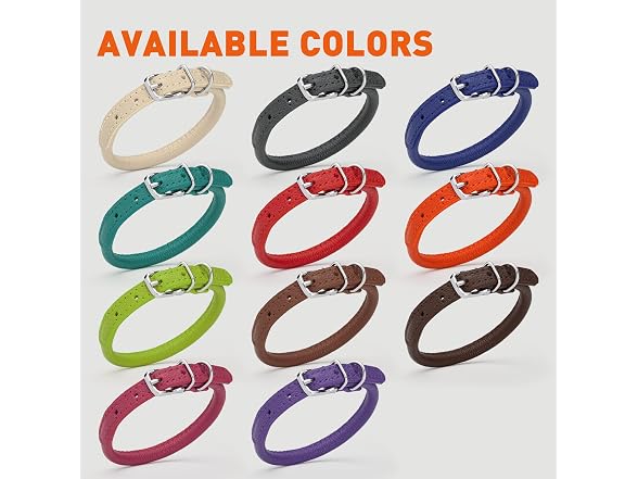 Dogline 1/3 by 13-16" Round Leather Collar,