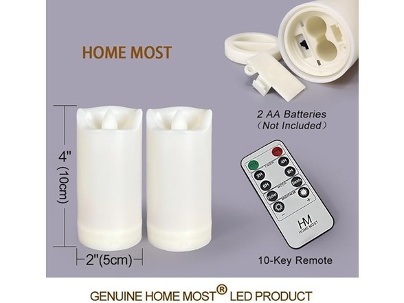 Home Most 4 Pack LED Battery Candles With Timer Ivory Body