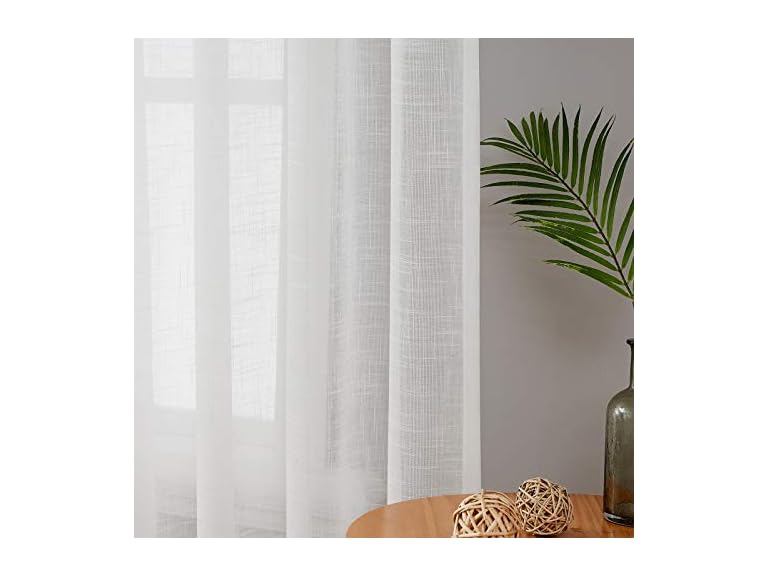 Melodieux Sheer White Curtains 96 Inches